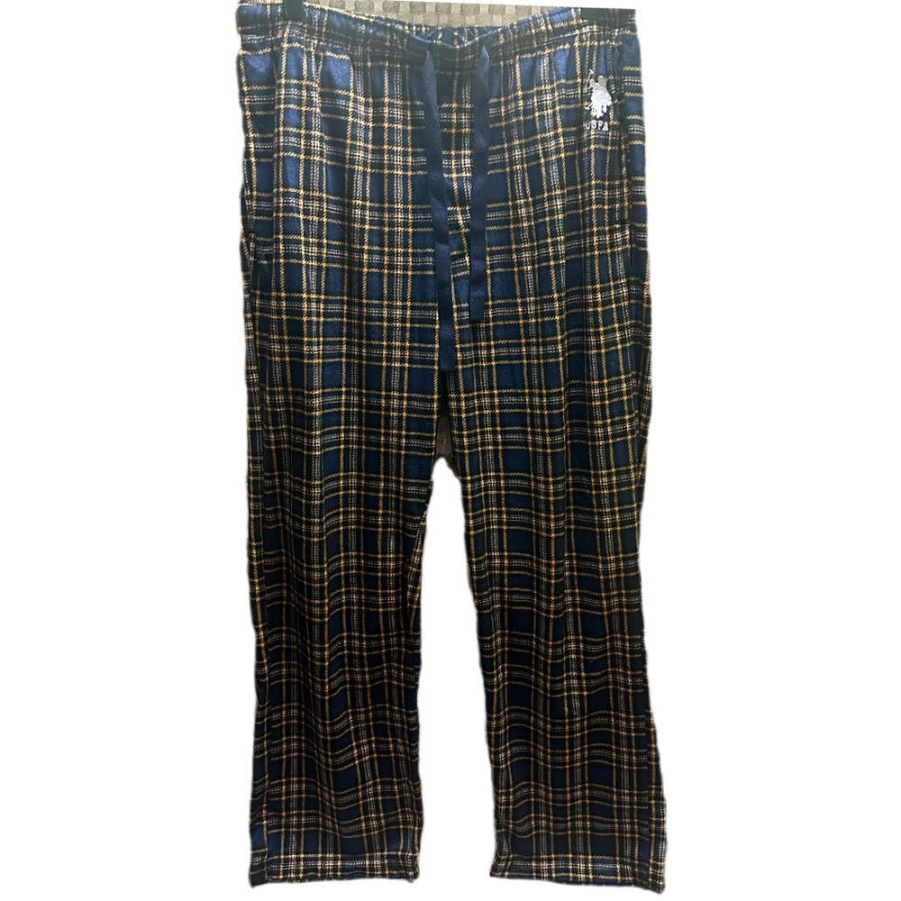 U.S. Polo Assn. Navy and Gold Plaid Joggers L